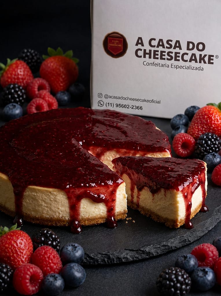 Cheesecake de frutas vermelhas 600g pronto para delivery