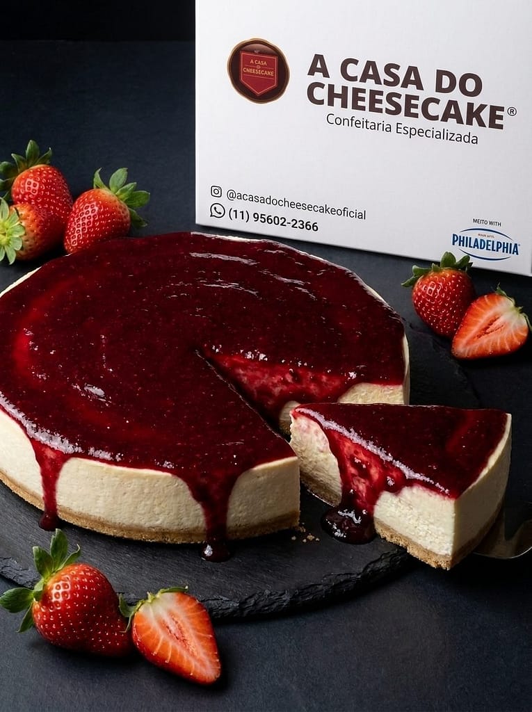 Cheesecake de morango 1,2kg pronto para delivery
